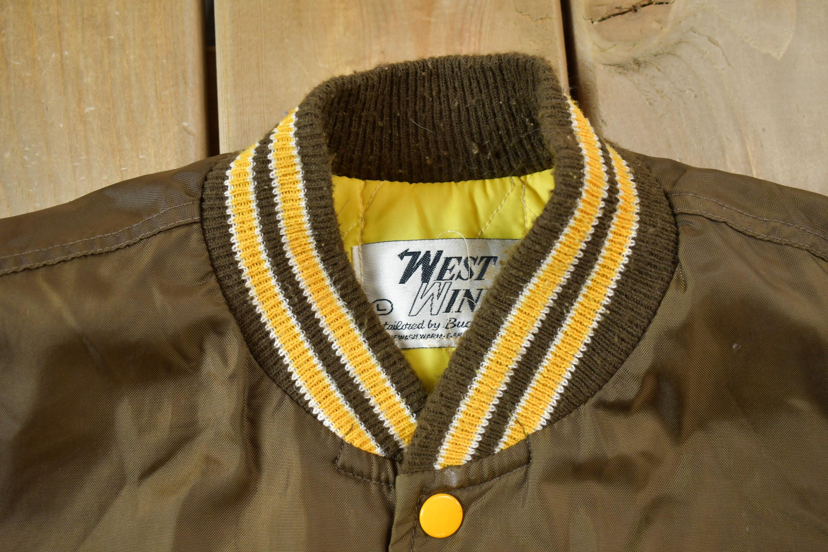 Vintage 1990s Mechanical Drafting Embroidered Snap Button Satin Jacket Made In USA - Large