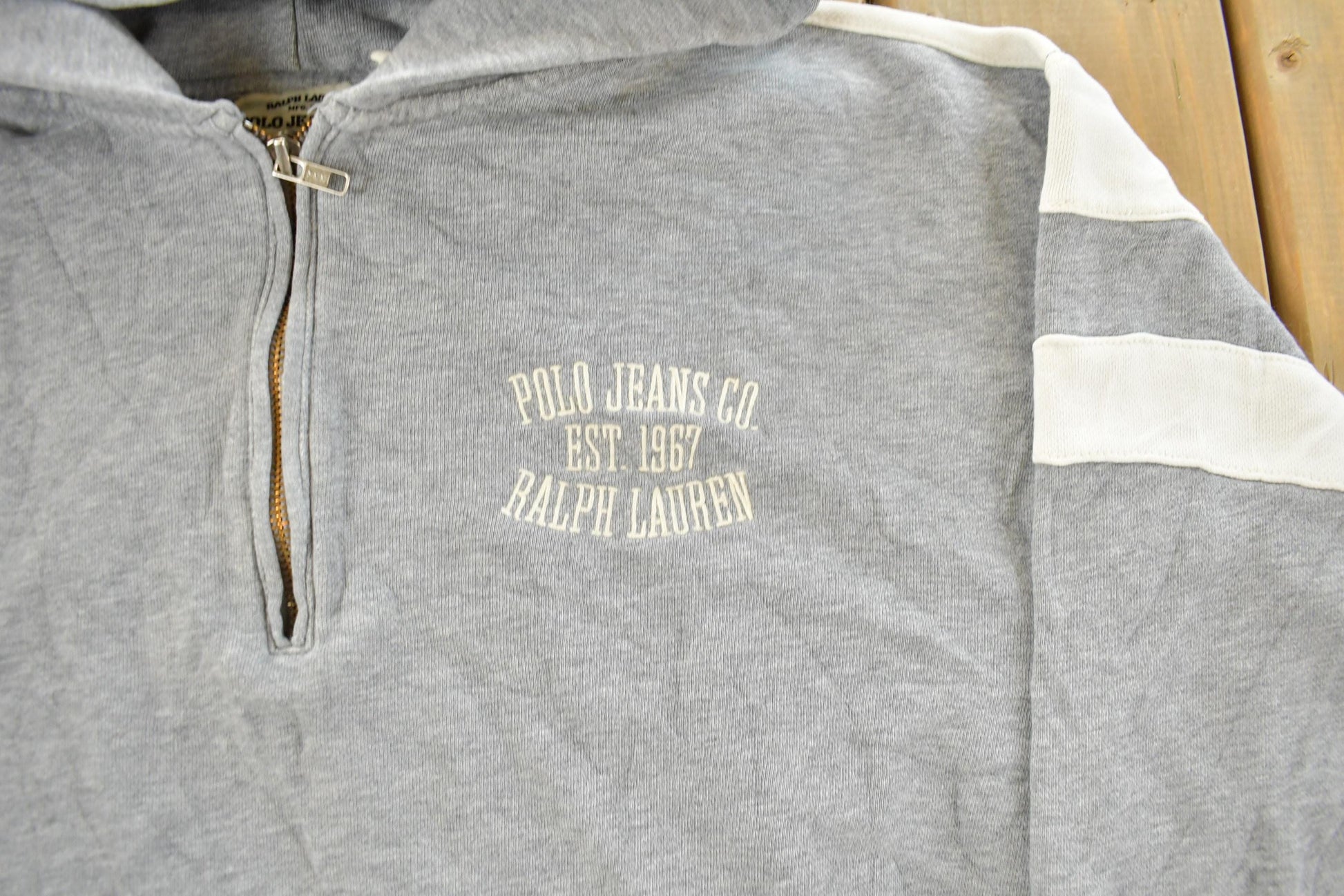 Vintage 1990s Polo Jeans Co. Ralph Lauren Embroidered Quarter Zip Hoodie Men's XL