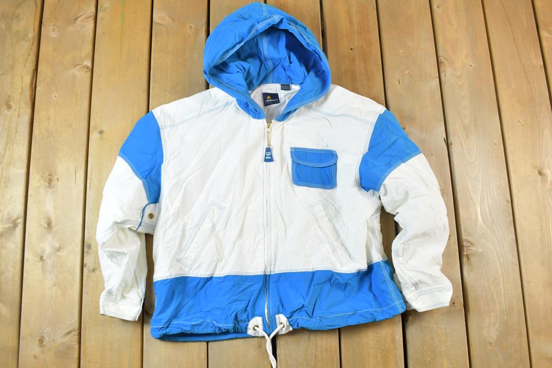 Vintage 1990s Liz Sport Petite Mid Weight Hooded Windbreaker Spring Jacket