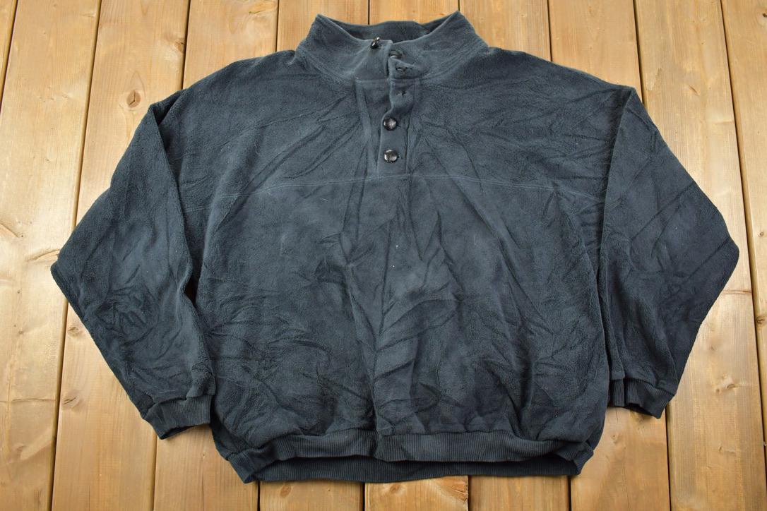 Vintage 1990s JJ Skivvee Made In Michigan Quarter Button Crewneck Sweatshirt