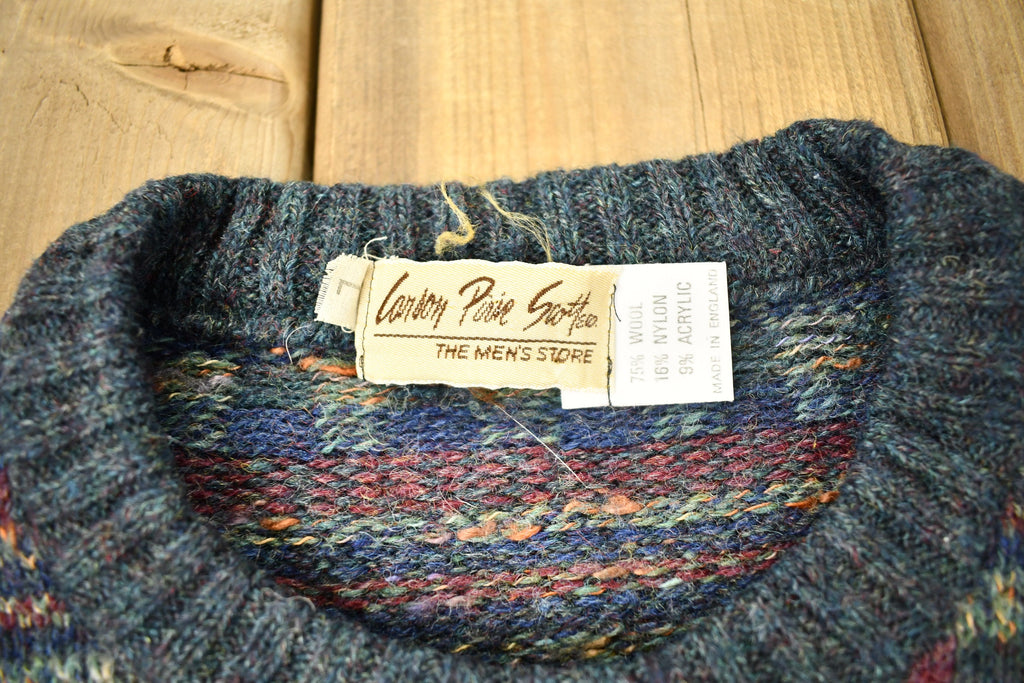 Vintage 1990s Geometric Wool Knitted Crewneck Sweater
