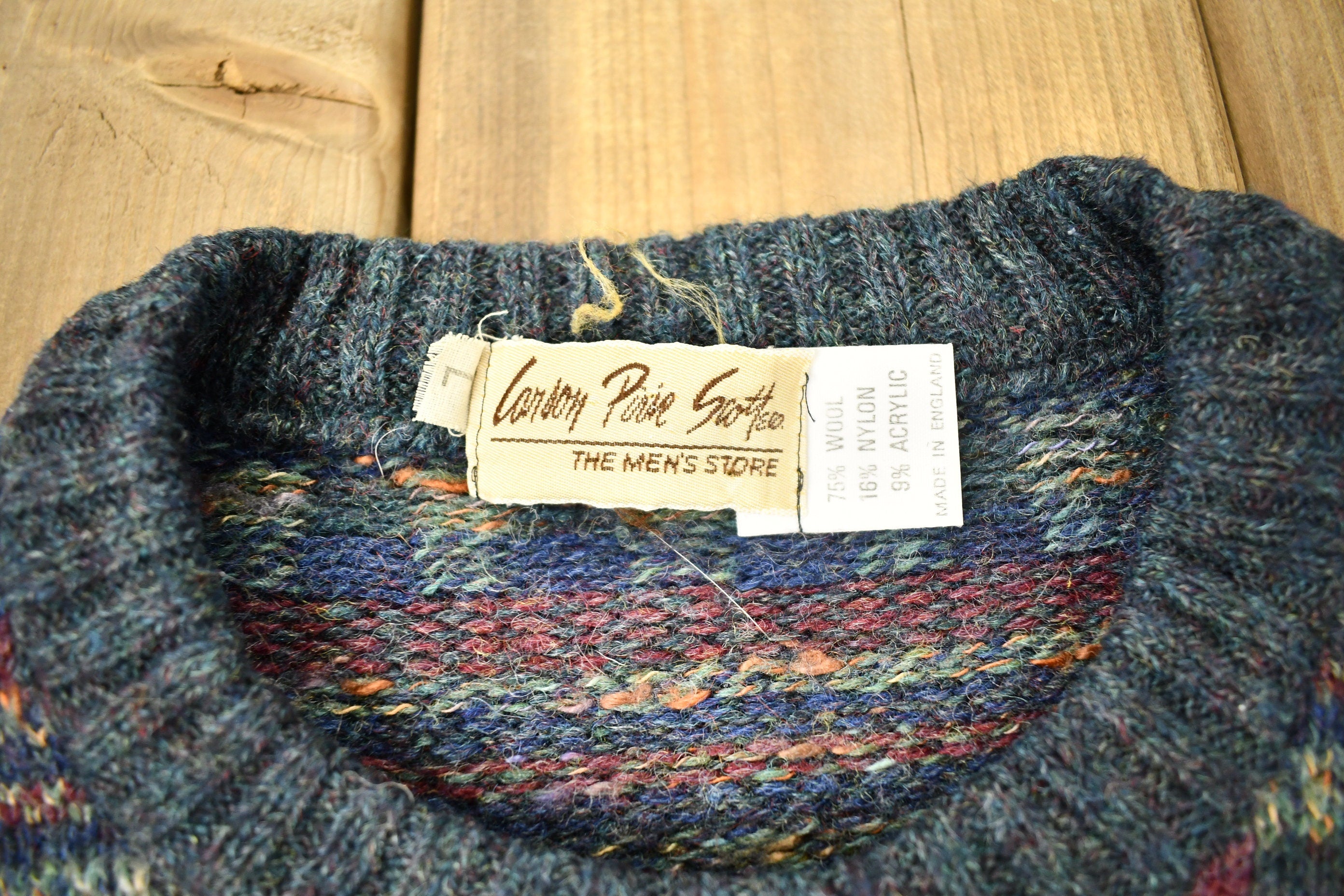 Vintage 1990s Geometric Wool Knitted Crewneck Sweater