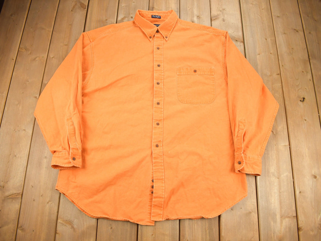 Vintage 1990s Abercrombie & Fitch Blank Orange Button Up Shirt