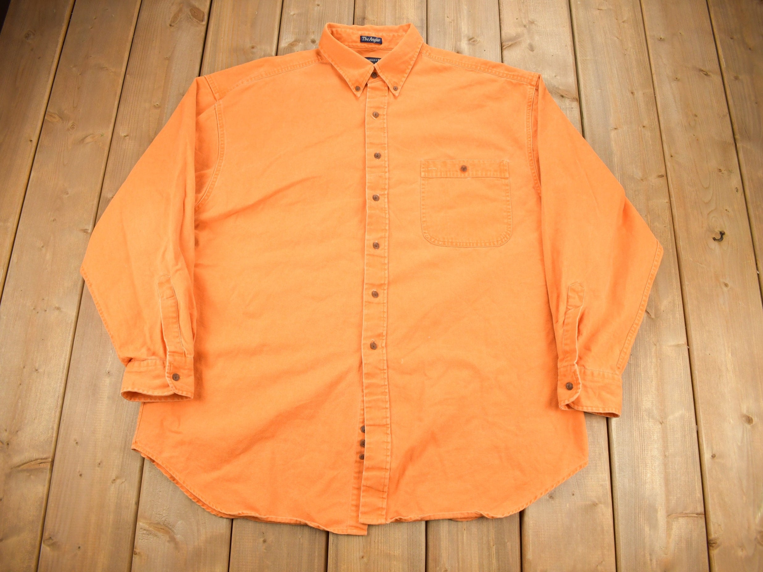 Vintage 1990s Abercrombie & Fitch Blank Orange Button Up Shirt