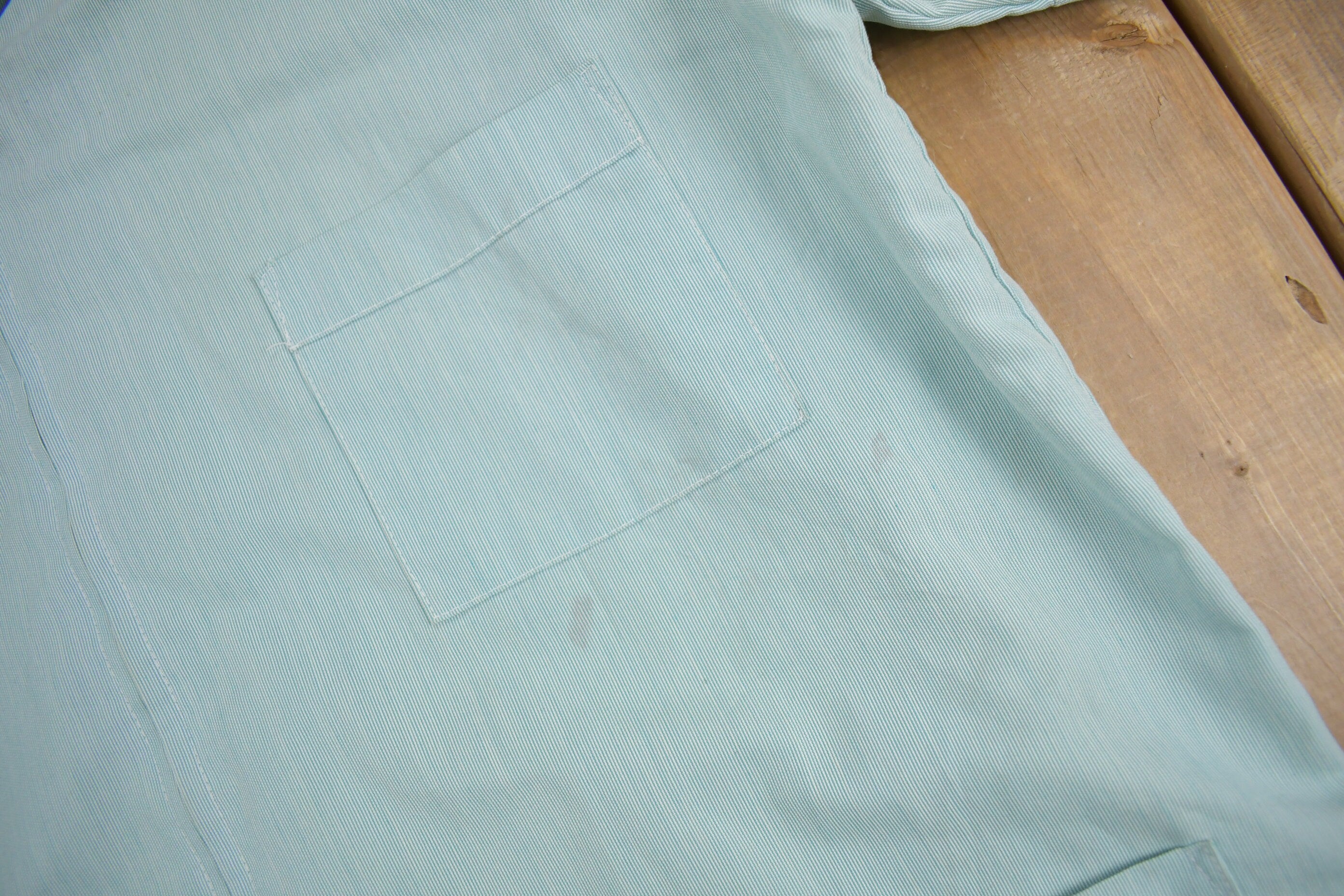 Vintage 1970s Blank Blue Zip Up Shirt  1970s Zip Shirt  True Vintage  Blank Shirt  Short Sleeve  Formal Shirt  Made In USA