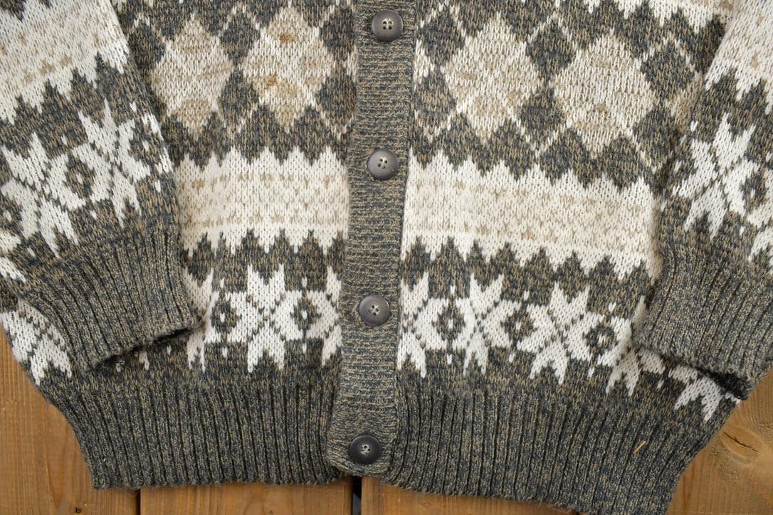 Vintage 1990s David Taylor Knit Cardigan Button Up Sweater