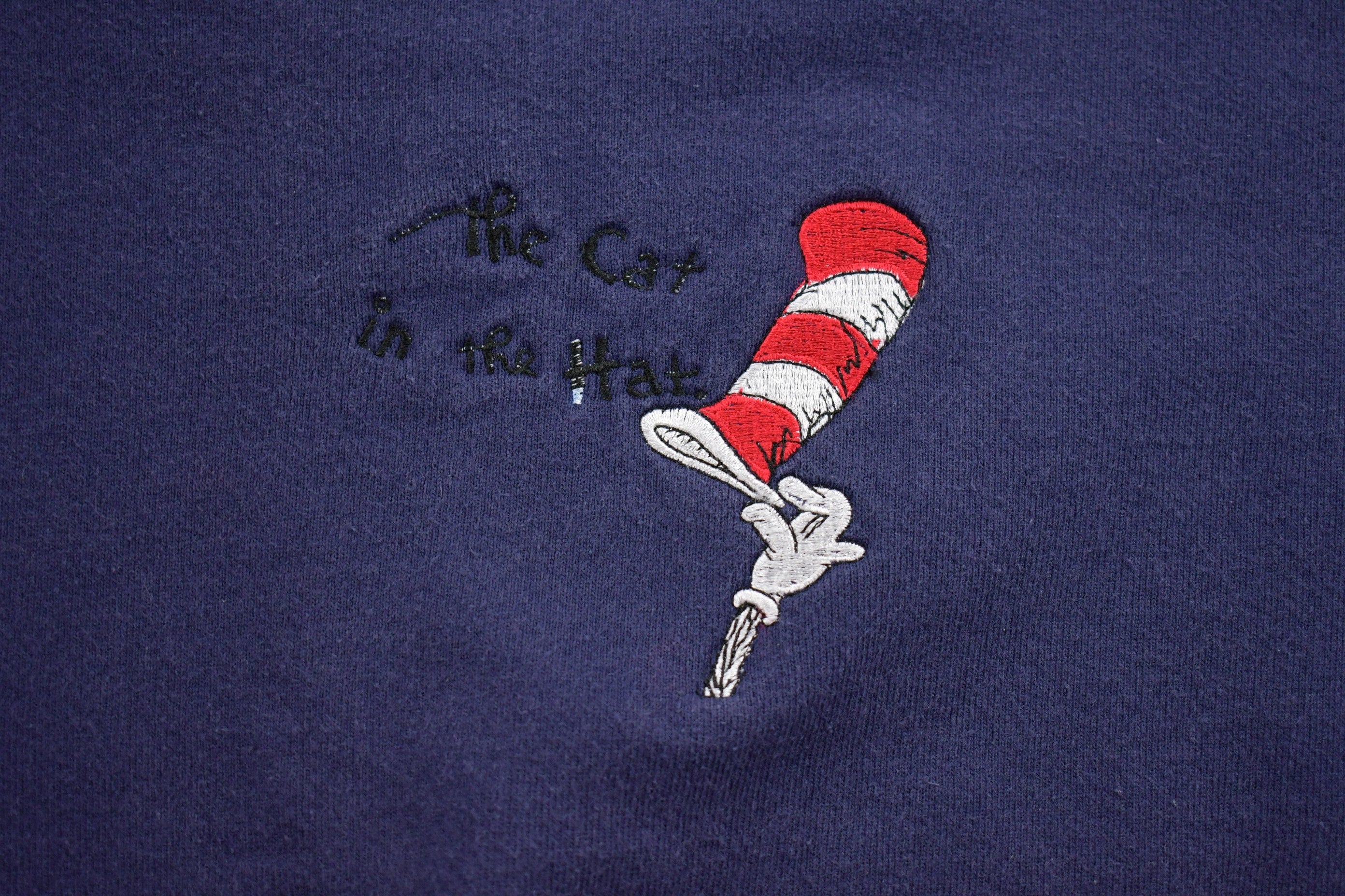 Vintage 1990s Cat In The Hat Embroidered Crewneck Sweatshirt