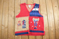 Vintage 1990s The Quacker Factory America Theme Knit Cardigan  Angel  Vintage Cardigan  Button Up  Abstract Pattern  All Over Graphic