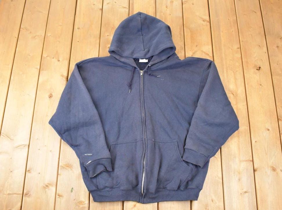 Vintage 1990s Pro Spirit Zip Up Blank Hoodie Sweatshirt Men's L