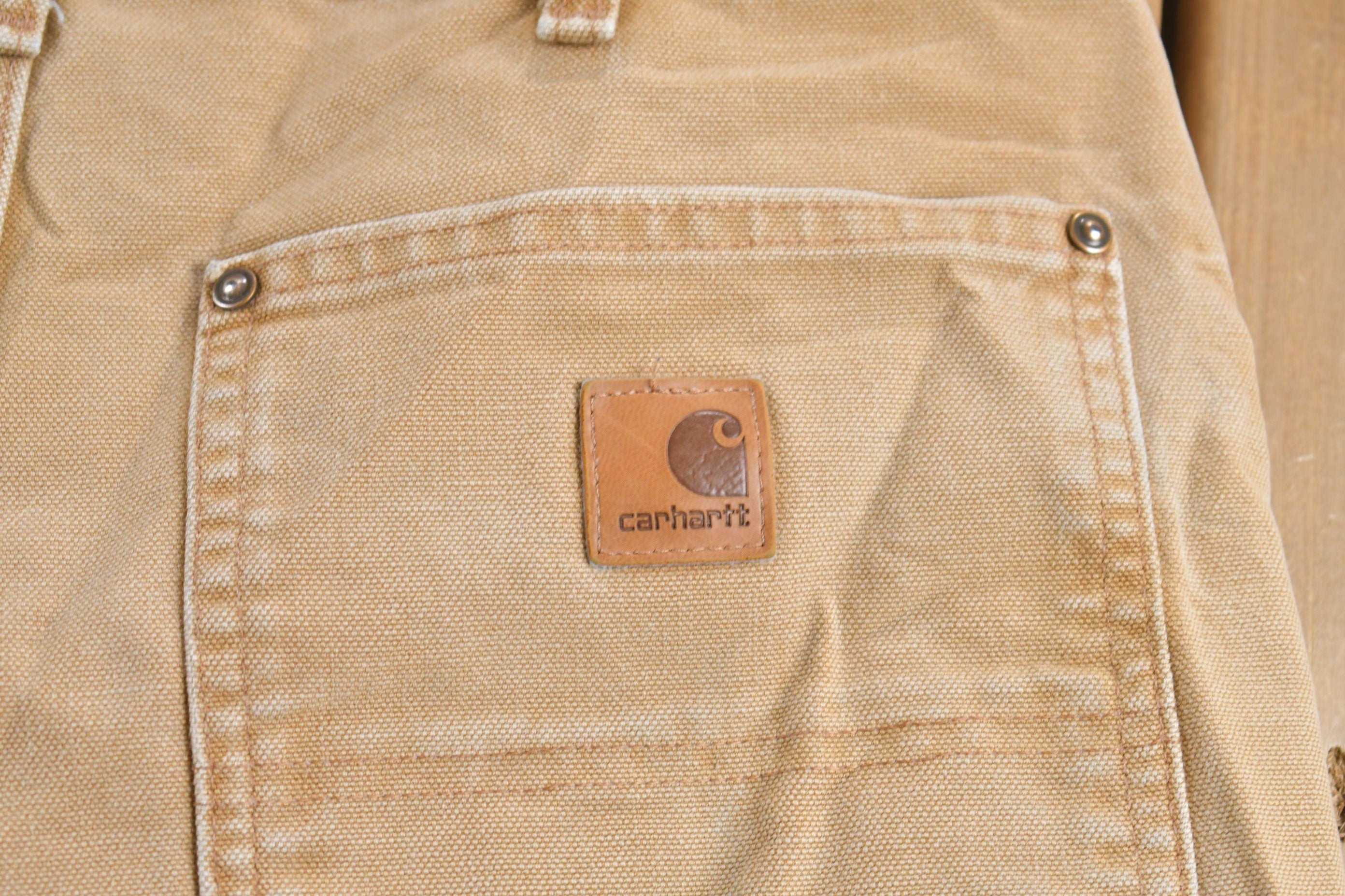 Vintage 1990s Carhartt Beige Double Knee Work Pants Size 33 x 30