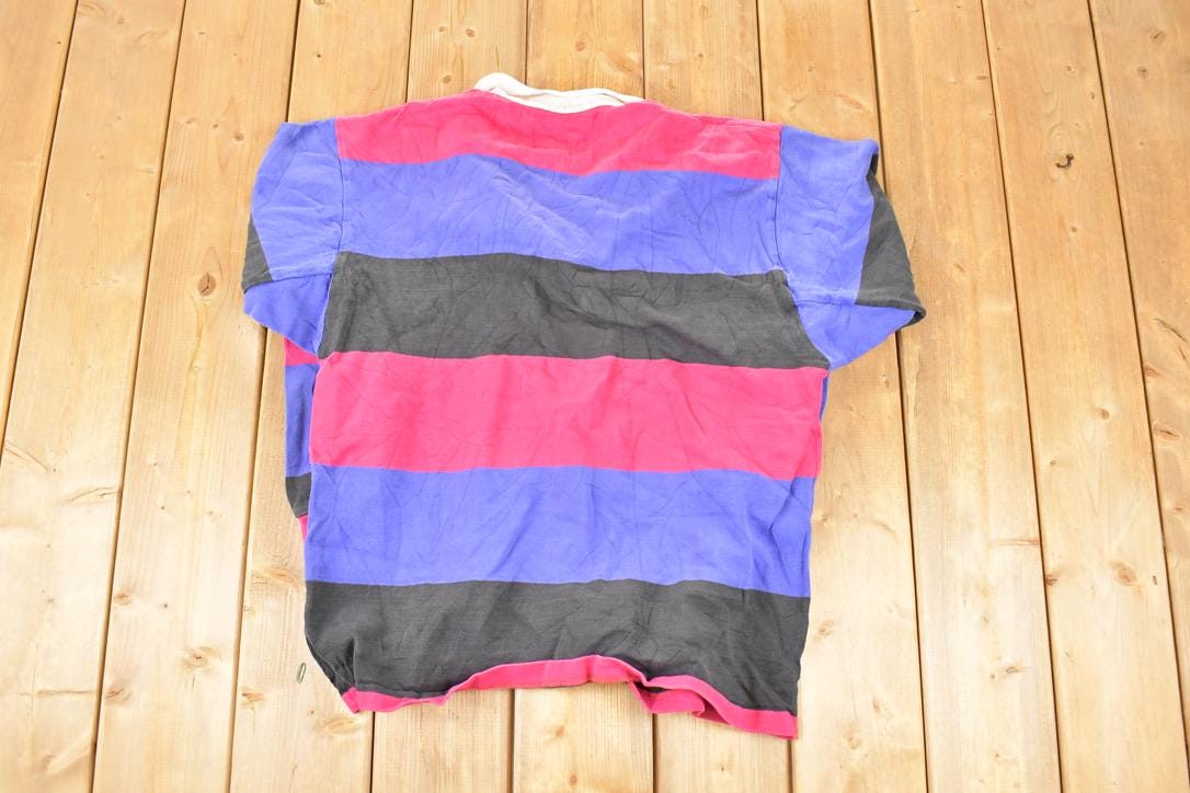 Vintage 1990s Lands End Quarter Button Rugby Shirt Mens L