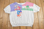 Vintage 1990s Floral Graphic Quarter Button T-Shirt