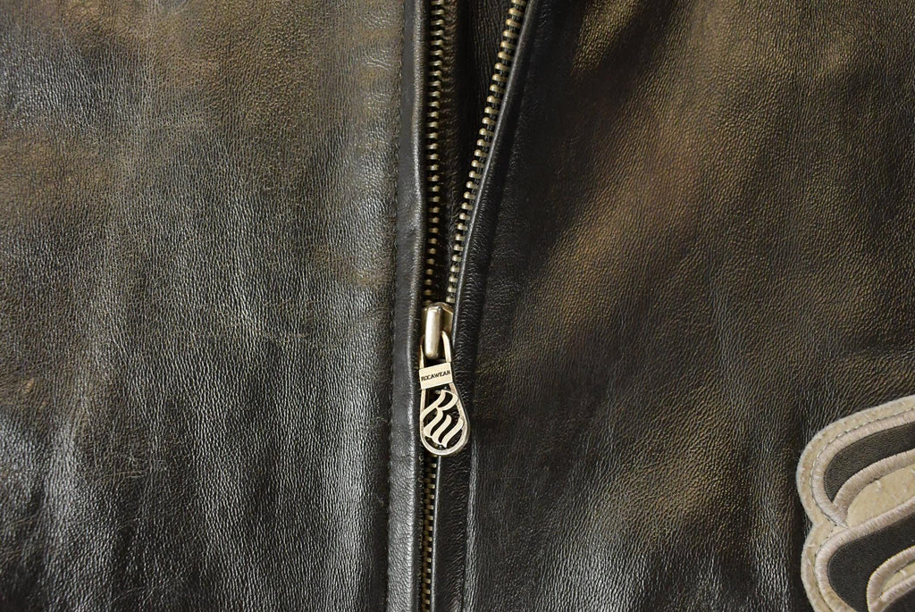 Vintage Y2K Roca Wear Leather Bomber Jacket Men's 2XL / Hip Hop Jacket / Streetwear / Embroidered