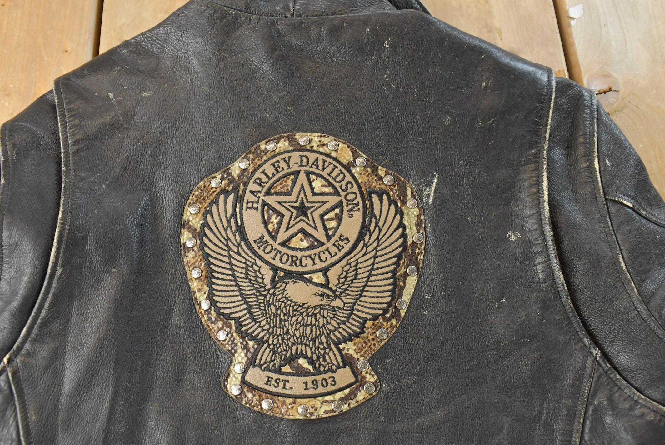 Vintage 1990s Harley Davidson Leather Motorcycle Jacket Women's Large