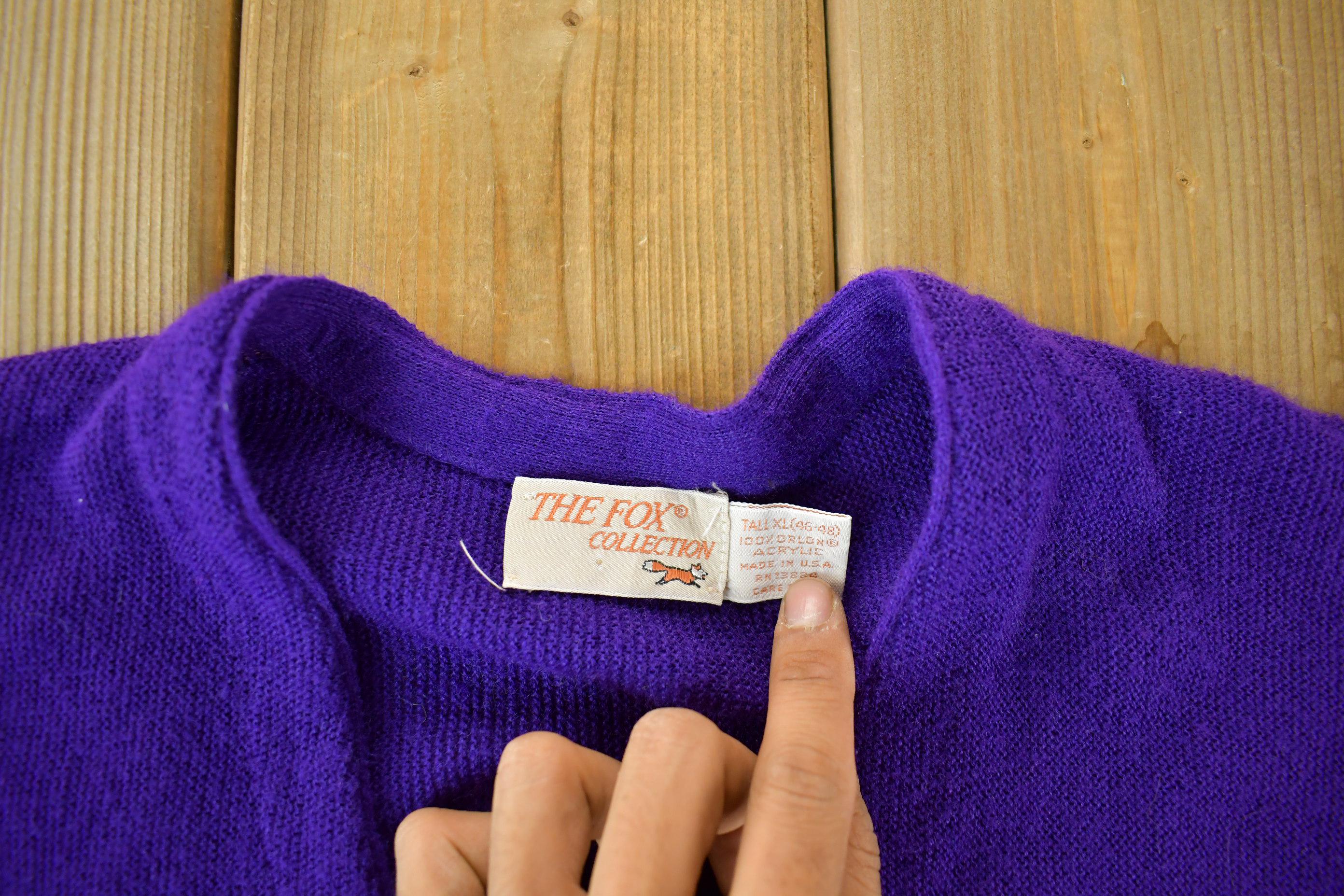 Vintage 1970s Fox Collection Knit Cardigan Sweater Men's Tall XL