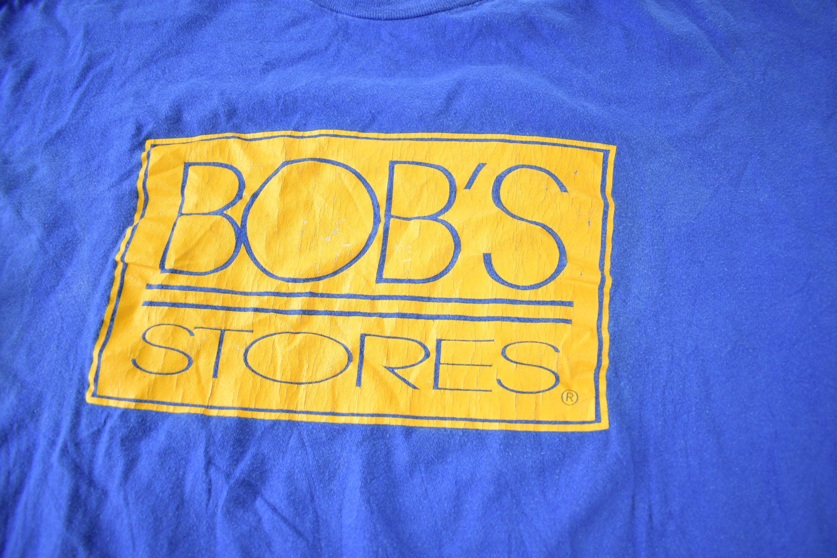 Vintage 1990s Bob's Stores Single Stitch Graphic T Shirt Made In USA