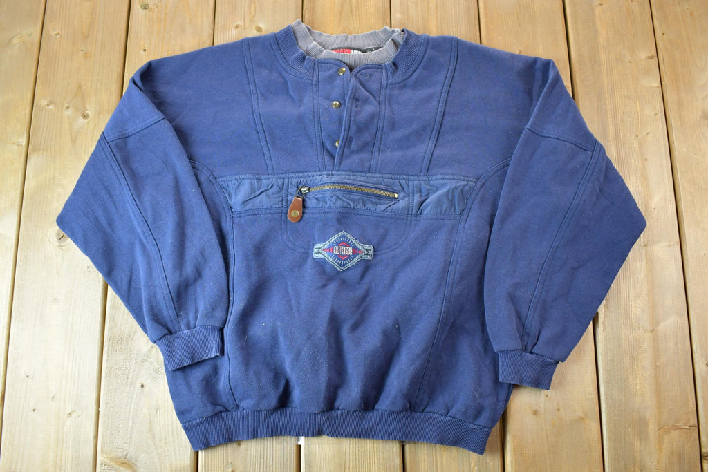 Vintage 1990s Crazy Front Pocket Navy Crewneck Sweatshirt