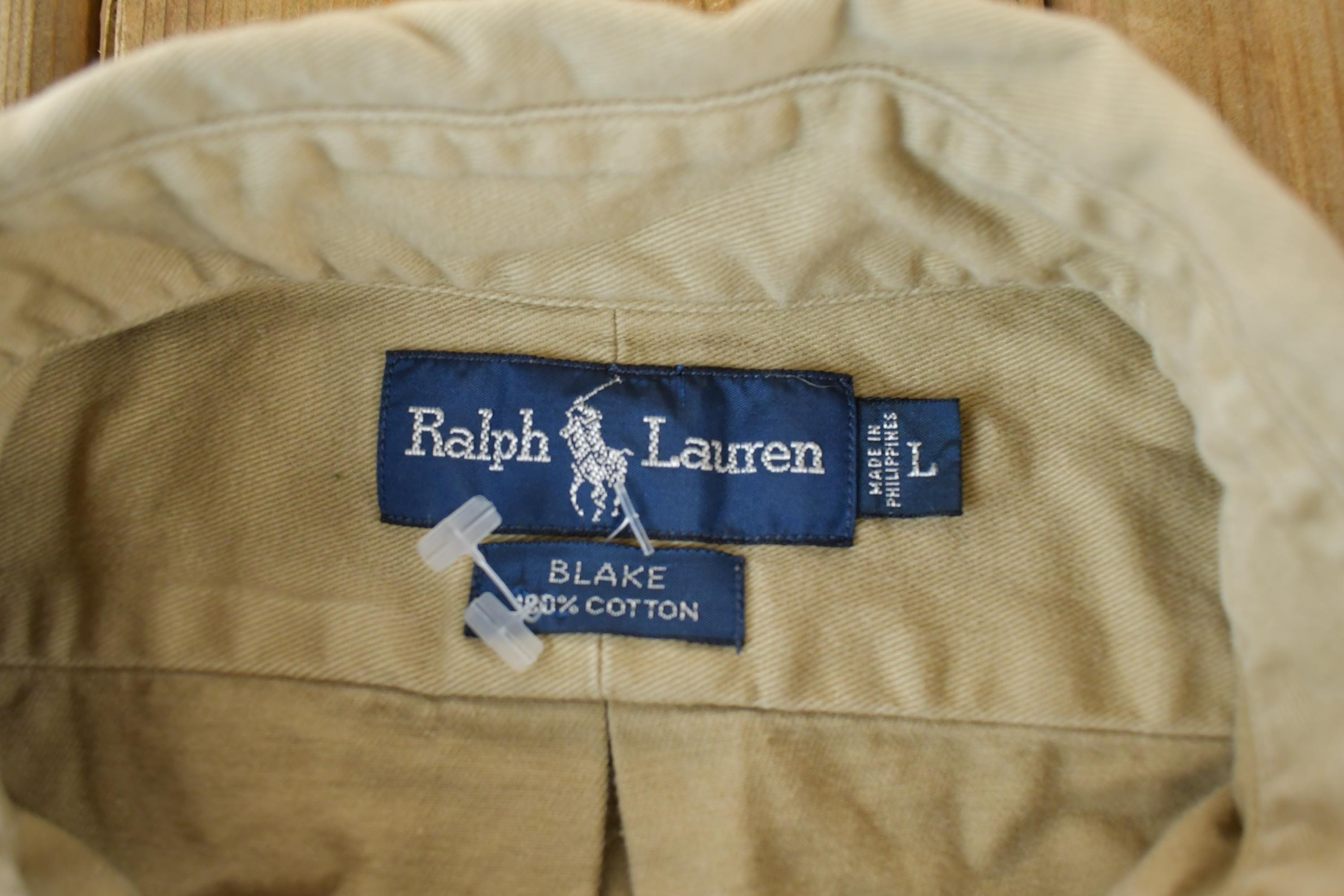 Vintage 90s Polo Ralph Lauren Tan Button Up Shirt