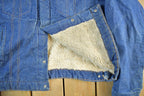 Vintage 1980s Saddle King Western Sherpa Lined Denim Jean Jacket Men's XL