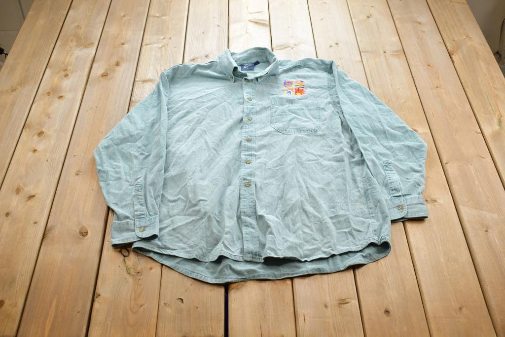 Vintage 1990s Three Rivers Beach Jean Long Sleeve Button Up