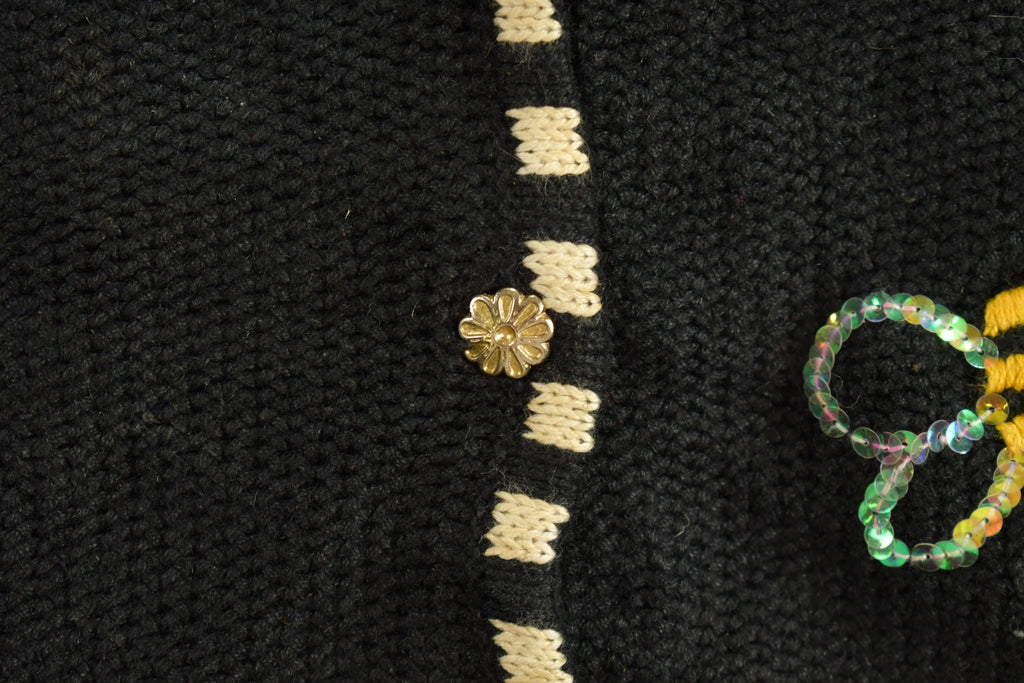 Vintage 1990s Embroidered Knitted Button Up Sweater Vest