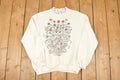 Vintage 1990s Teddi Double Collar Floral Graphic Print Crewneck Sweatshirt Womens L