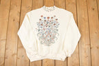 Vintage 1990s Teddi Double Collar Floral Graphic Print Crewneck Sweatshirt Womens L