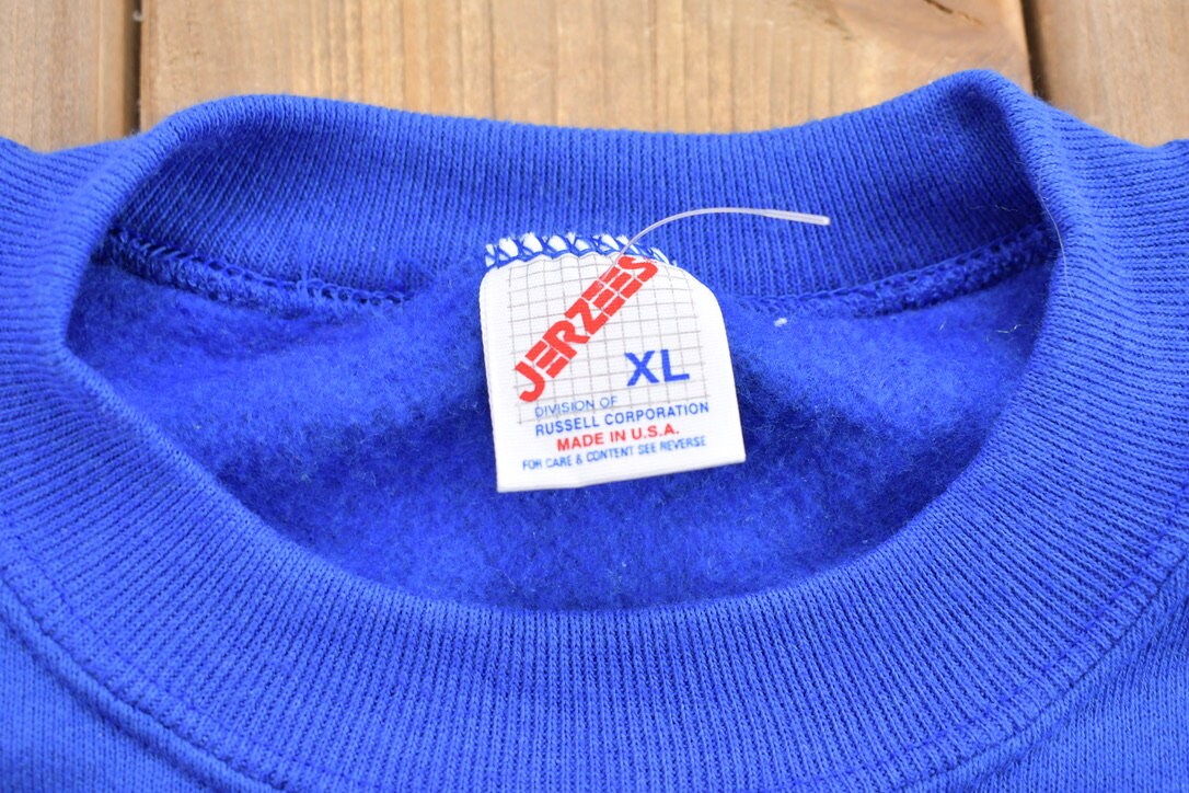 Vintage 1990s Jerzees Blank Blue Crewneck Sweatshirt
