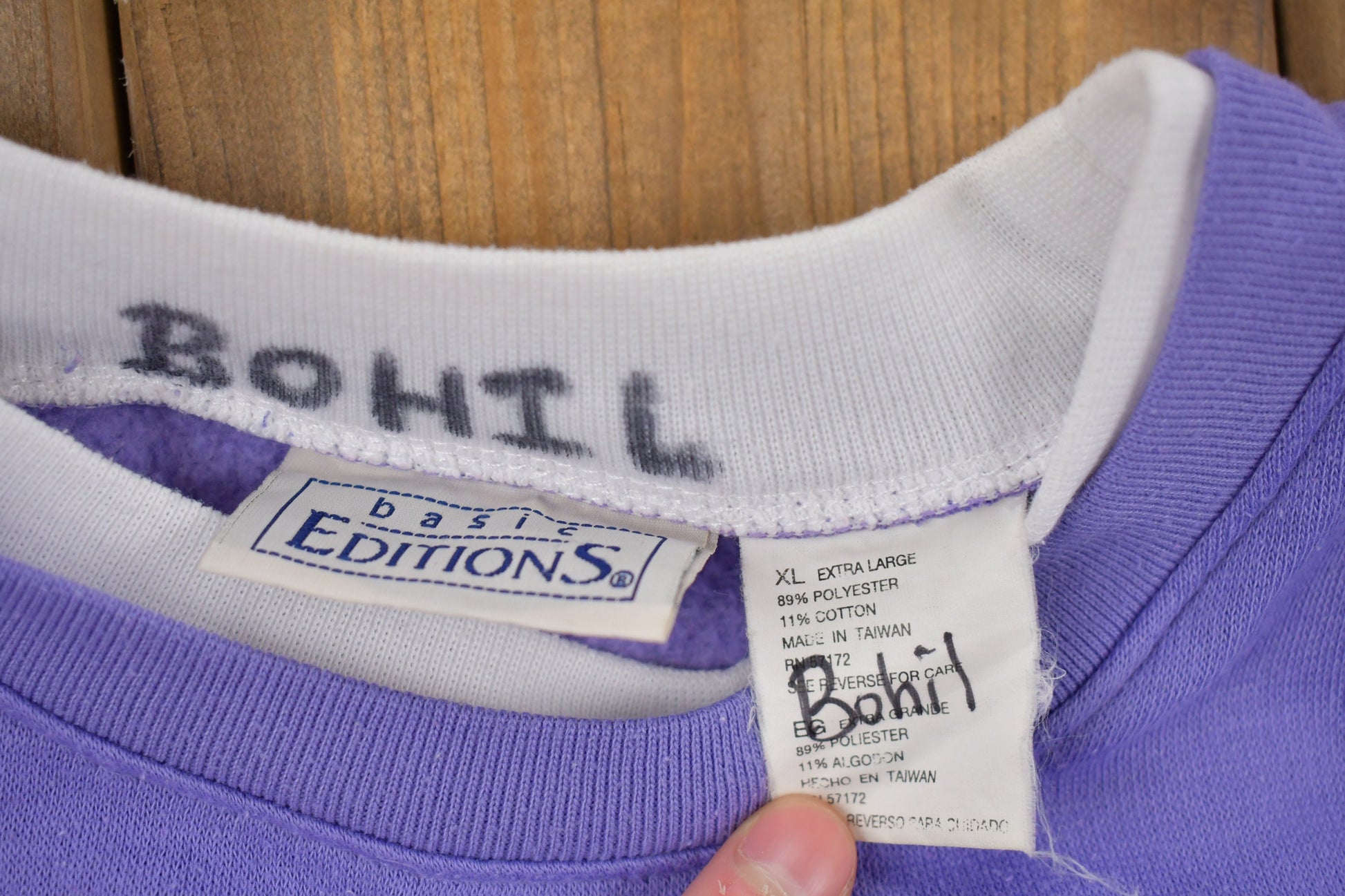 Vintage 1980s Basic Editions Double Collar Floral Graphic Crewneck Sweatshirt