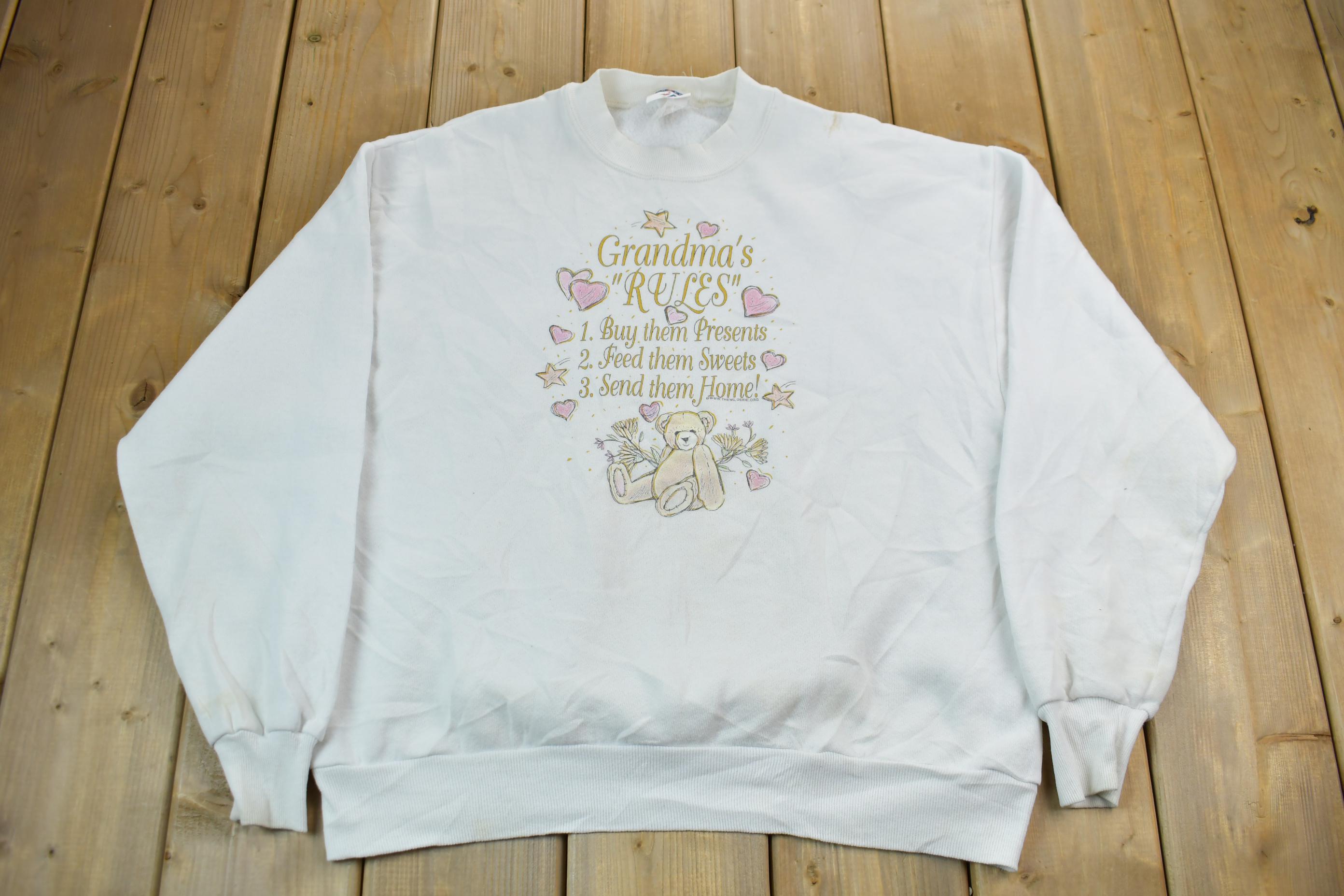 Vintage 1990s Jerzees Cute Grandma's Rules Crewneck Sweater