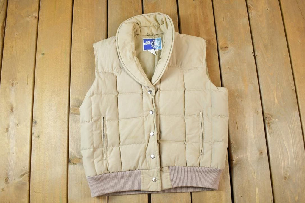 Vintage 1980s Tan Sno Down Goose Down Puffer Vest