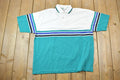 Vintage 1990s Quarter Button Striped Graphic T-Shirt