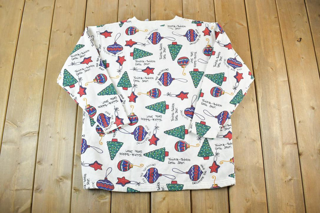 Vintage 1990s AOP Cute Christmas Crewneck Sweater