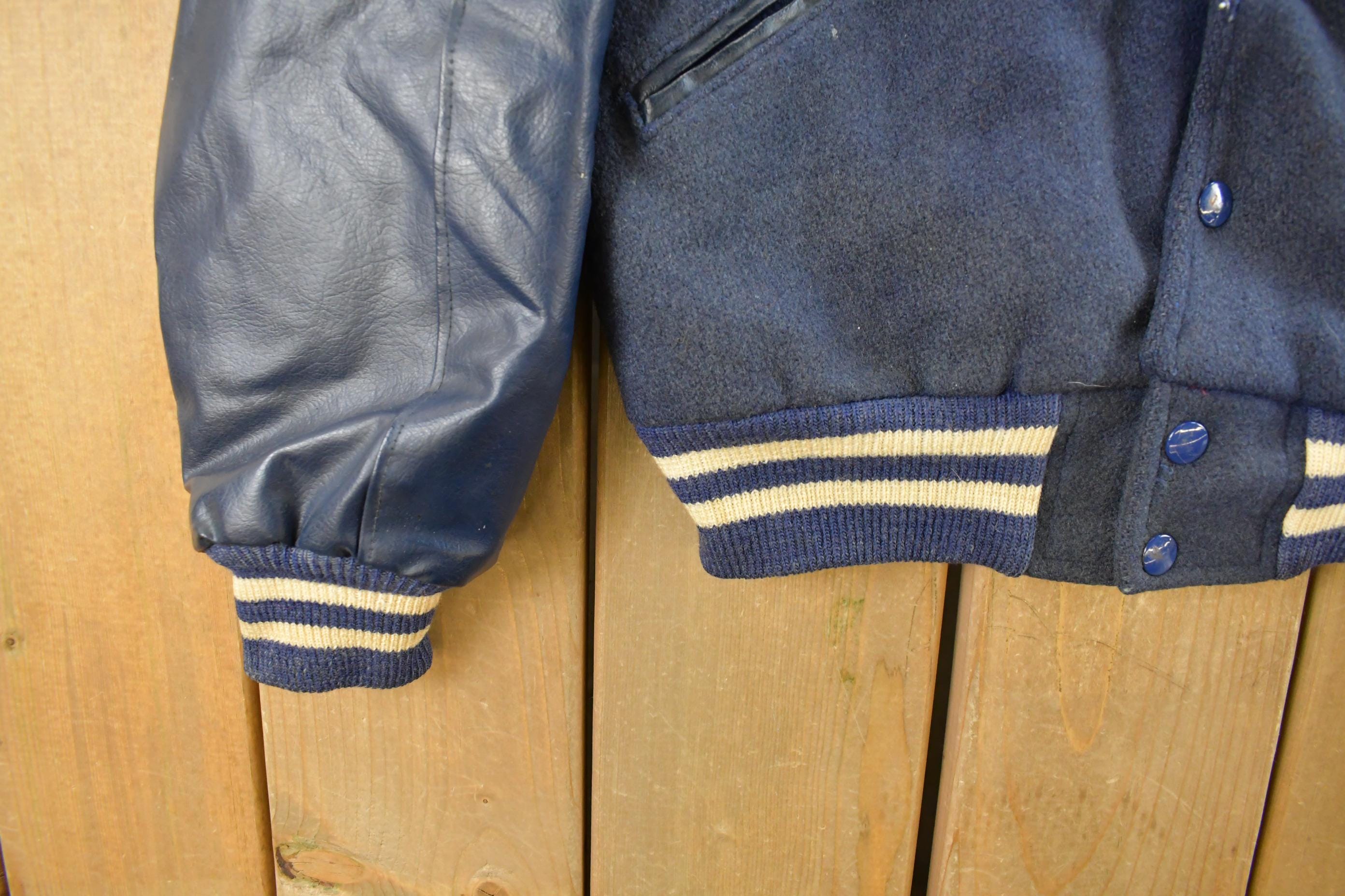 Vintage 1970s Lions Tail Collegiate Wool Leather Varsity Jacket Men's XS