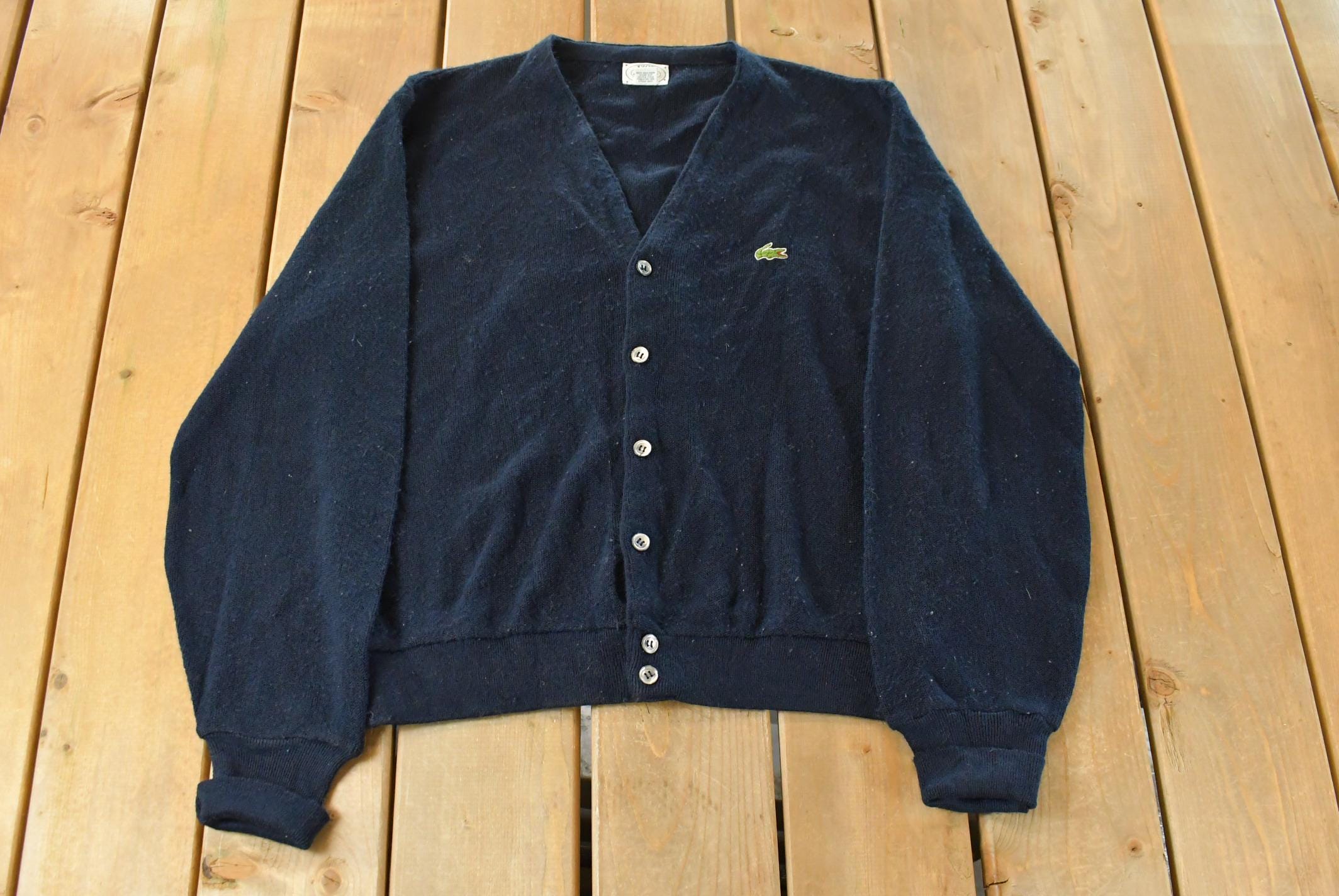 Vintage 1980s Izod Lacoste Knit Cardigan Sweater Men's Medium