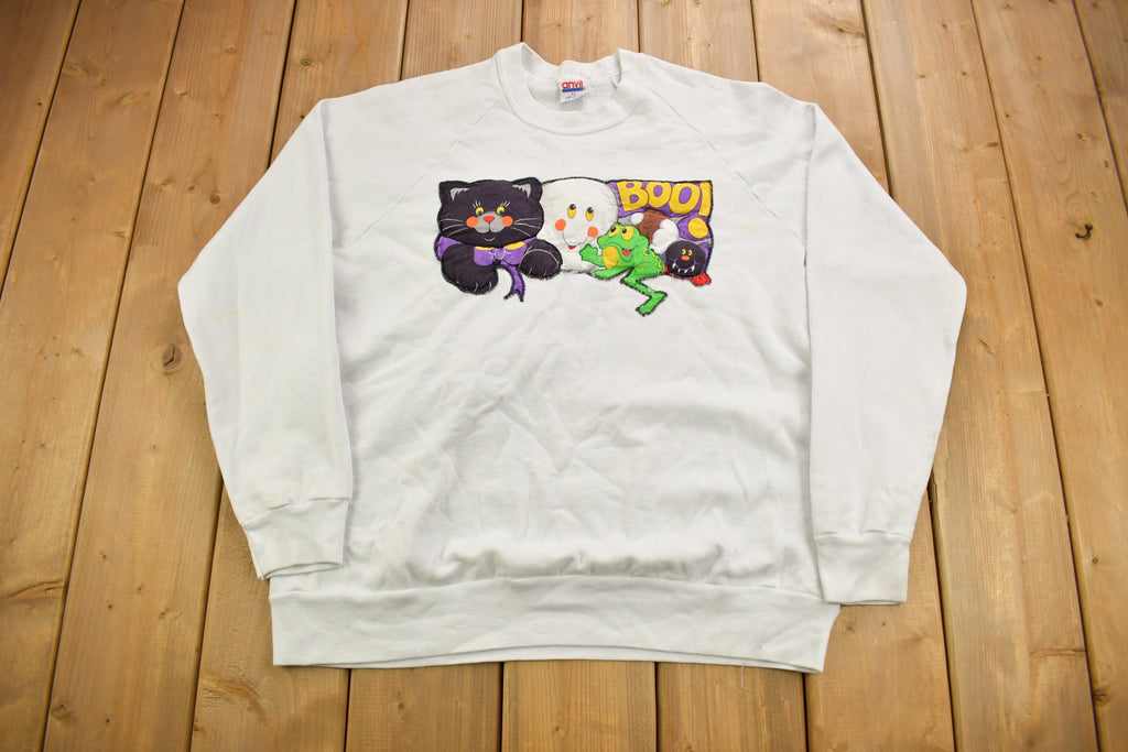 Vintage 1980s Halloween Patchwork Raglan Crewneck Sweatshirt