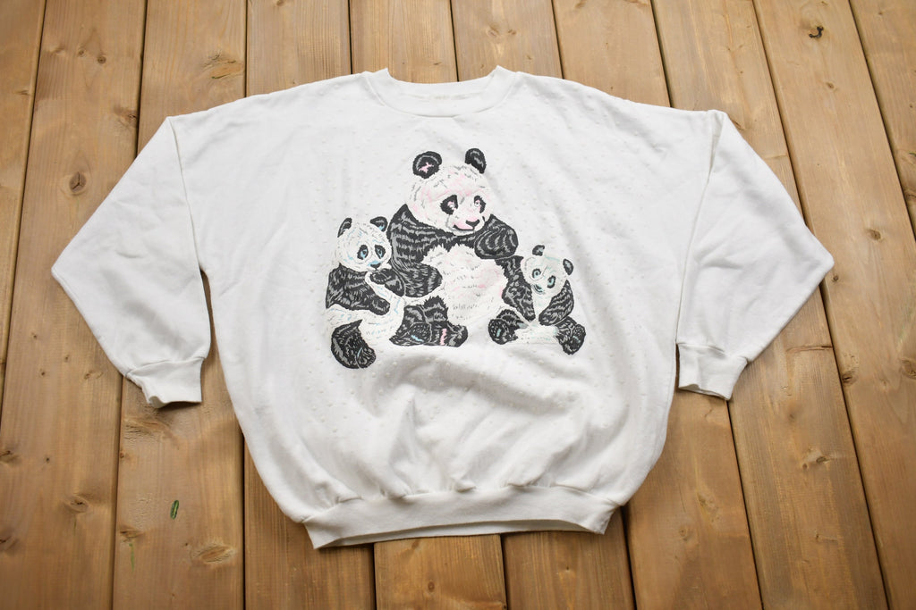 Vintage 1990s Panda Theme Rhinestone Crewneck Sweater