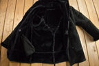 Vintage 1990s Black Suede Shearling Coat