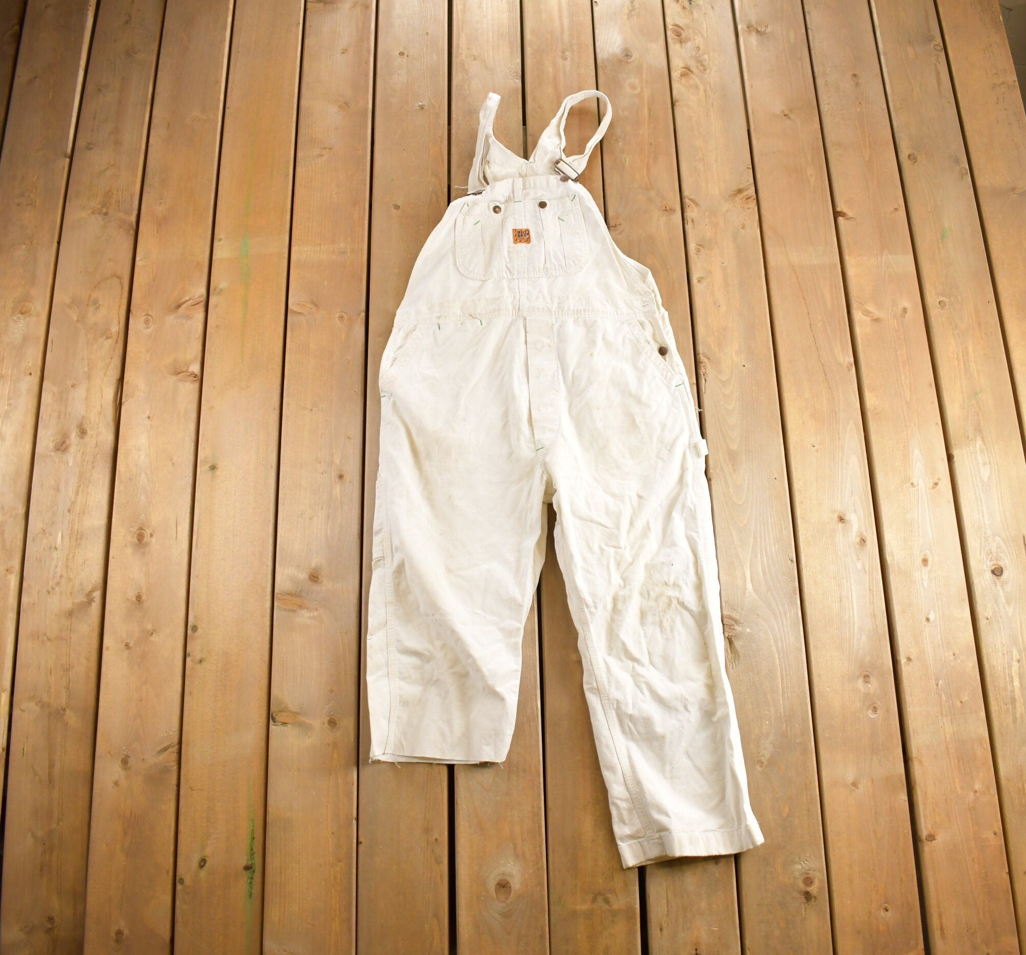 Vintage 1980s Big Ben White Denim Overalls Size 40x30