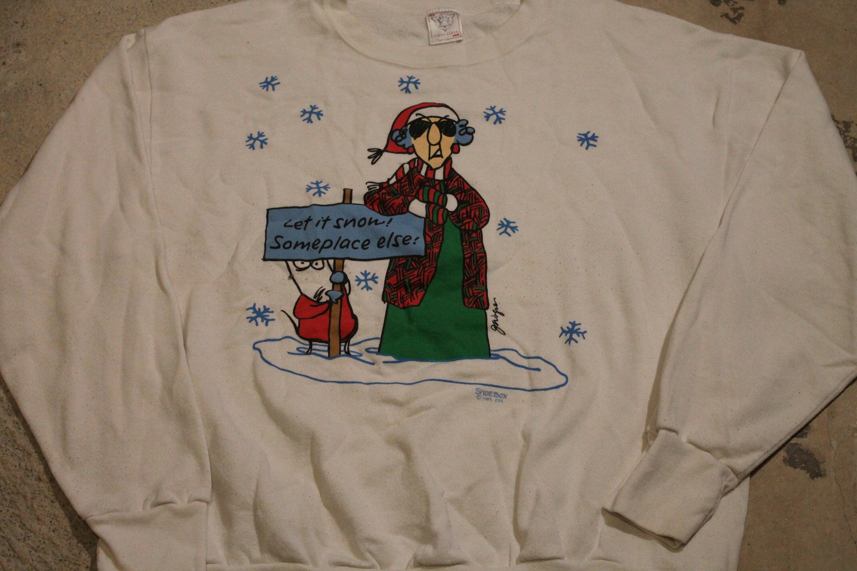 Vintage Anti Winter Funny Crewneck Sweater , Let It Snow Someplace Else! , Winter Wear , Festive Graphic Print , Made In USA