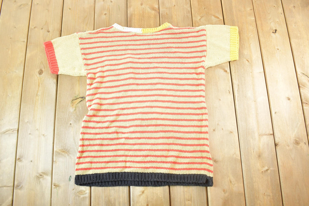 Vintage 1980s Gloria Vanderbilt Knit Colour Block Button Up Shirt Womens M