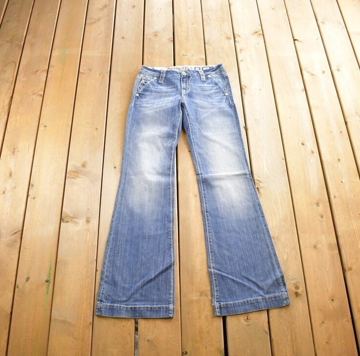 Vintage Y2K Miss Me Bedazzled Wide Leg Low Rise Jeans Size 26x33