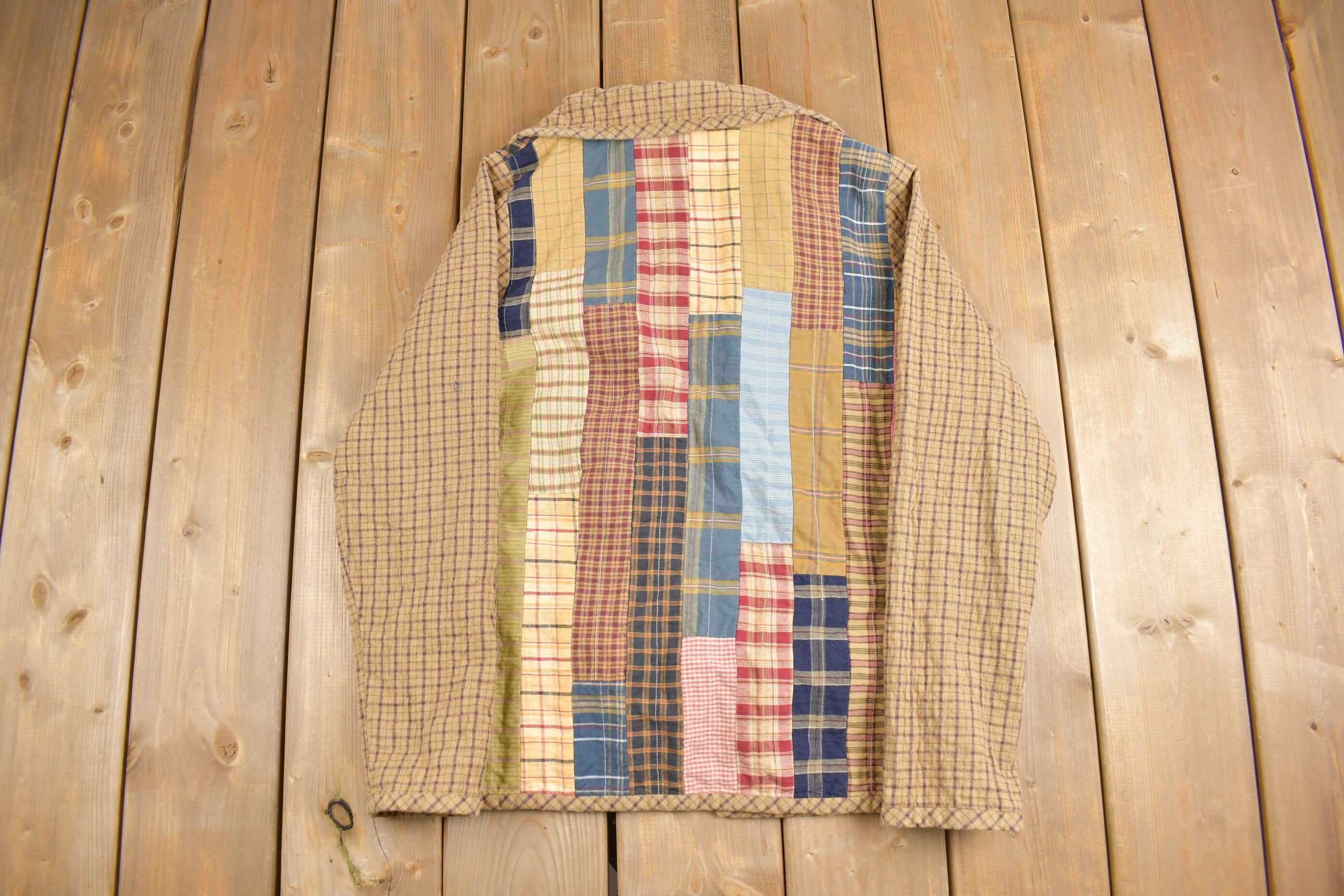Vintage 1990s Plaid Patchwork Sweater