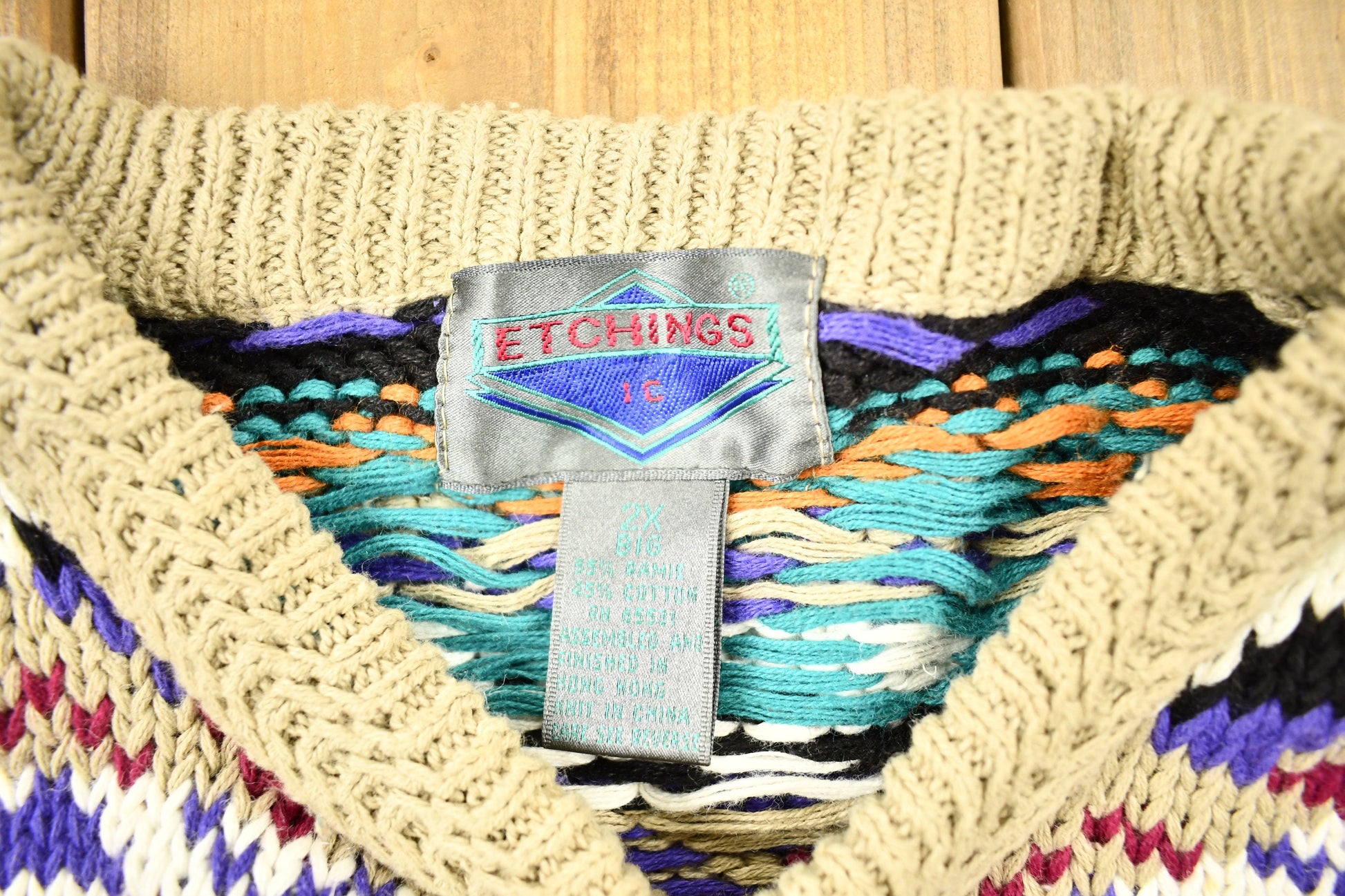 Vintage 1990s All Over Pattern Knitted Crewneck Sweater /