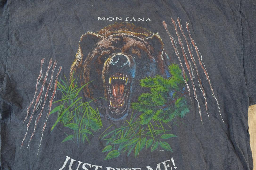 Vintage 1990s Just Bite Me Montana Bears Outdoors T-Shirt