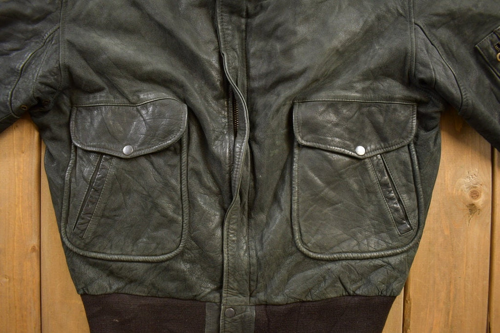 Vintage 1990s MGL World Leather Flight Jacket