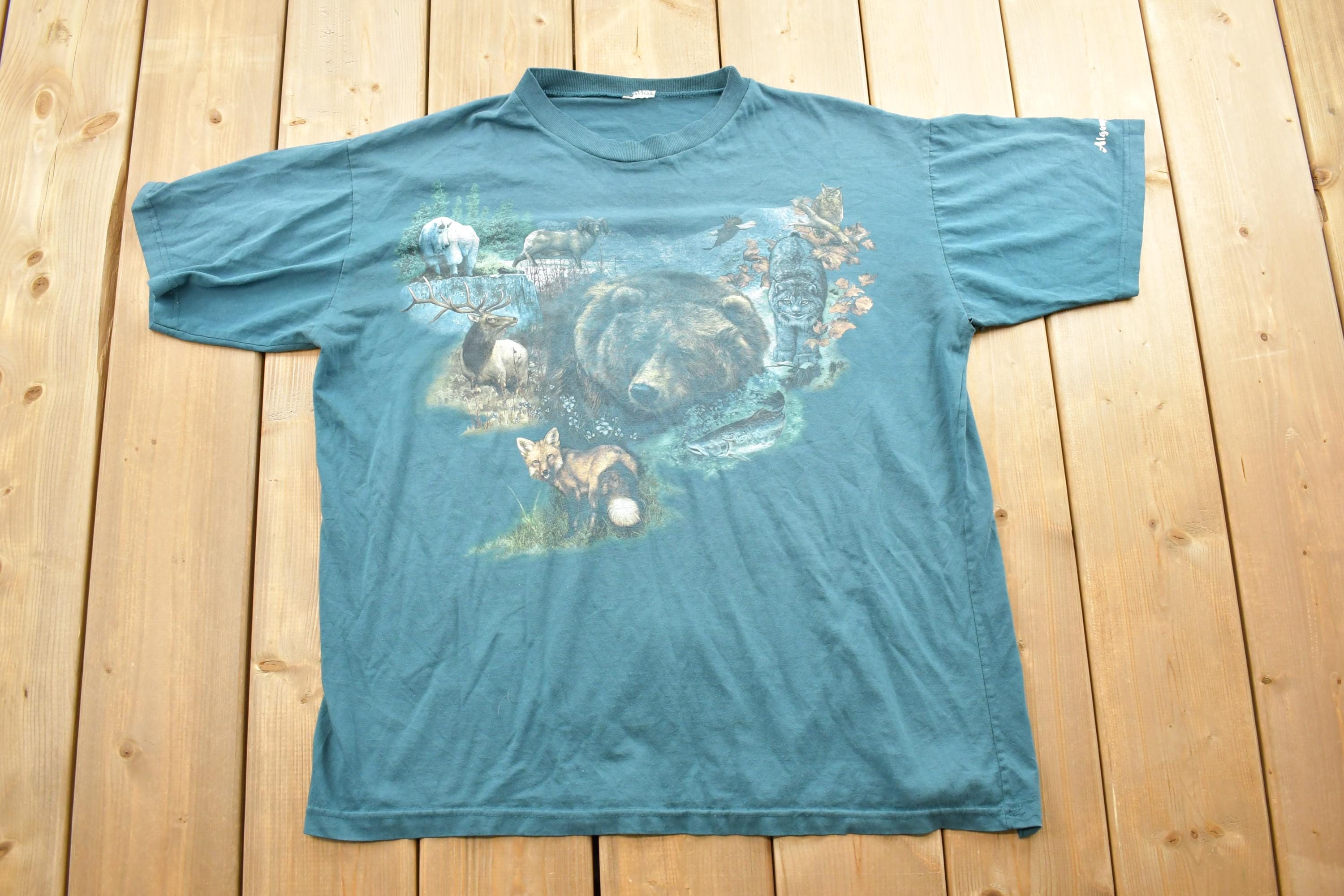 Vintage 1990s Algonquin Fox And Bear Theme Graphic T-Shirt