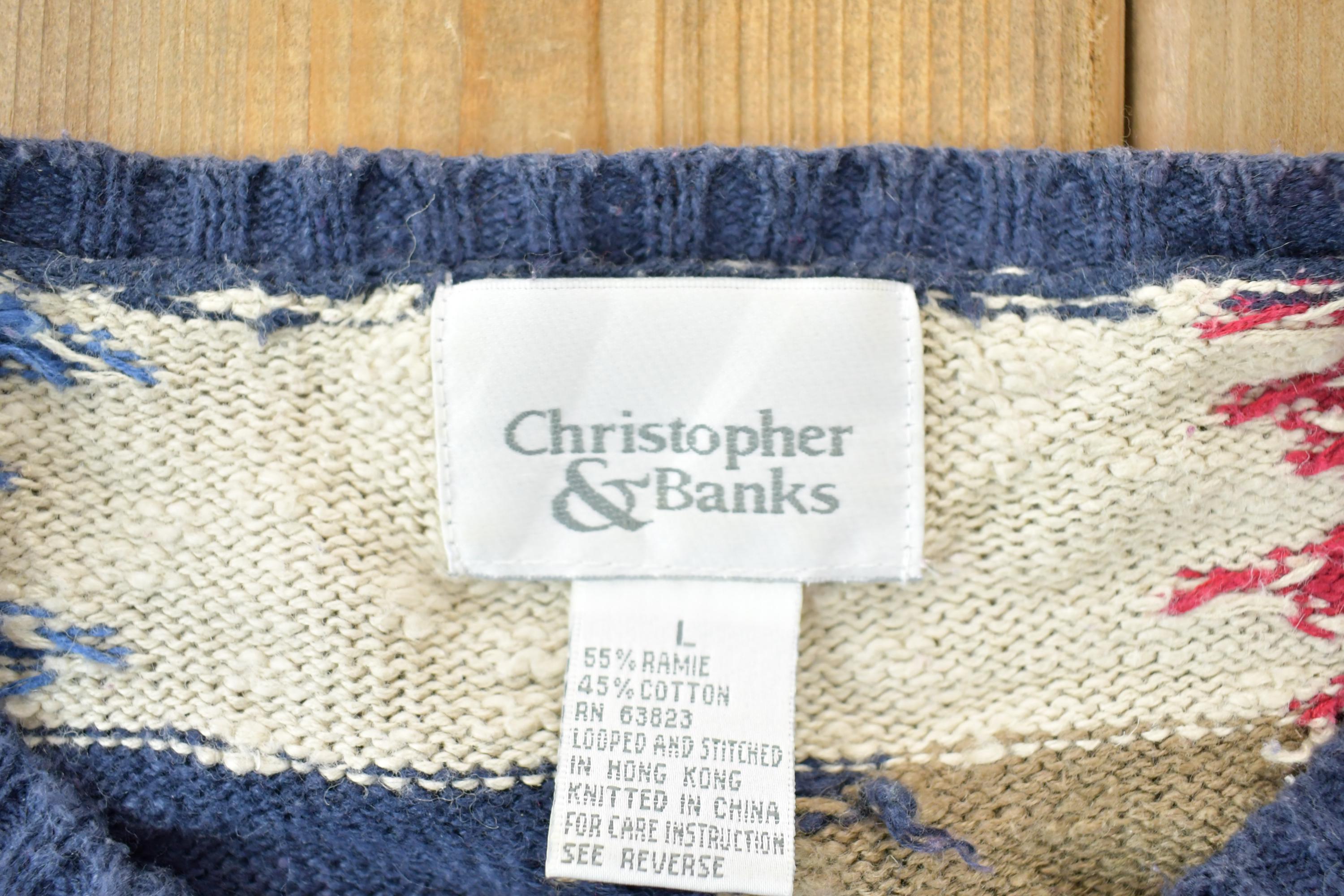 Vintage 1990s Christopher And Banks Button Up Knit Crewneck Sweater