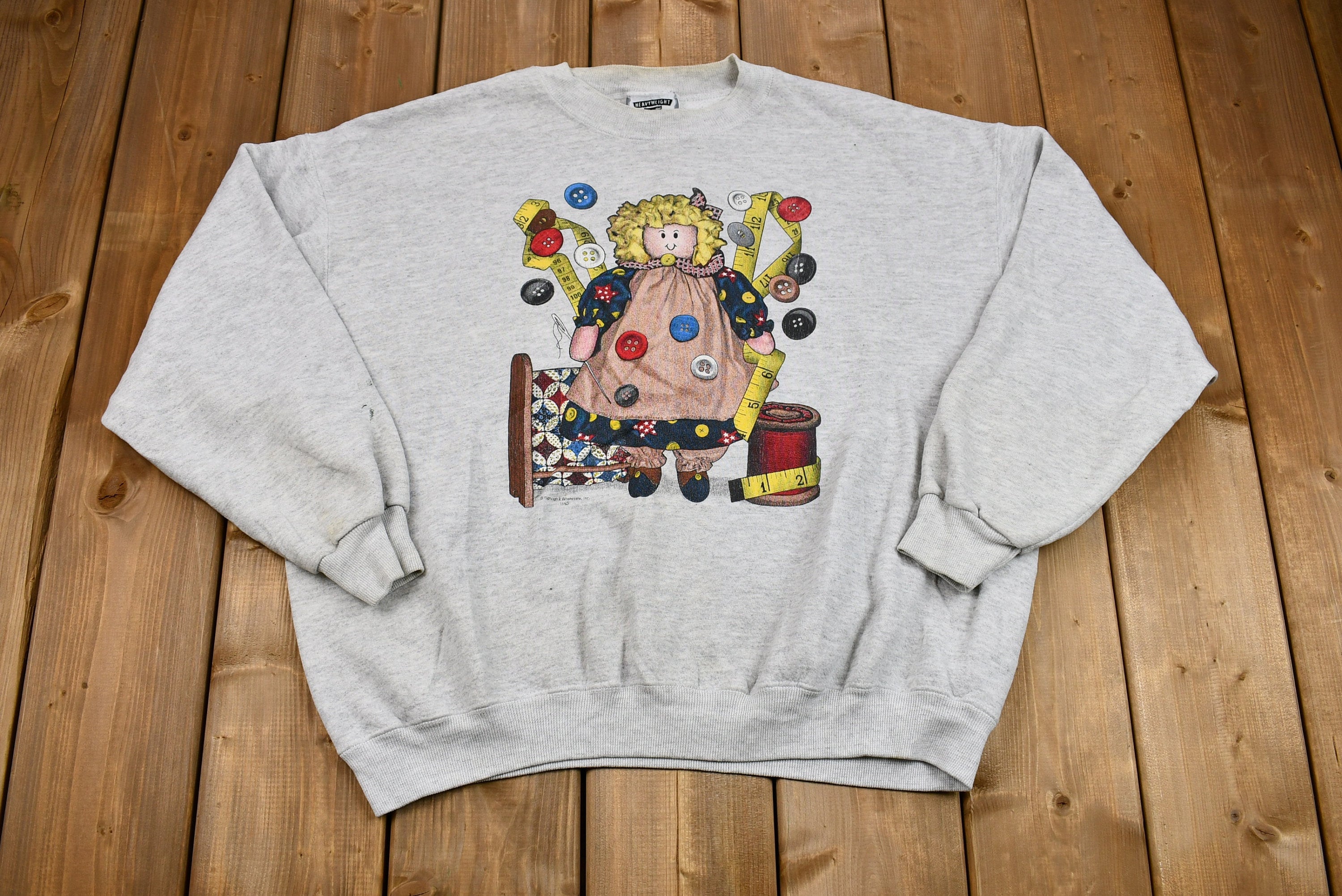 Vintage 1990s Seamstress Doll Graphic Crewneck Sweatshirt
