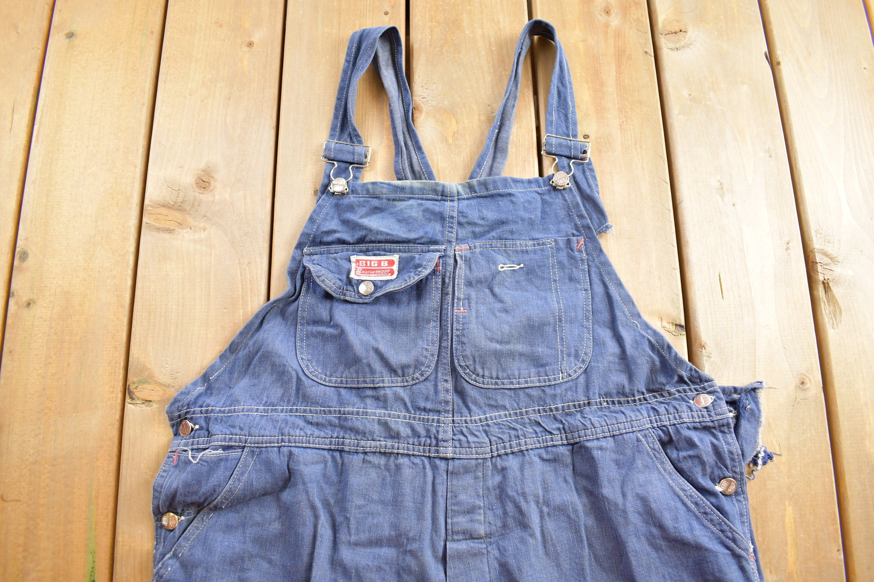 Vintage 1970s Big B Brotherhood Denim Overalls Size 42 x 30